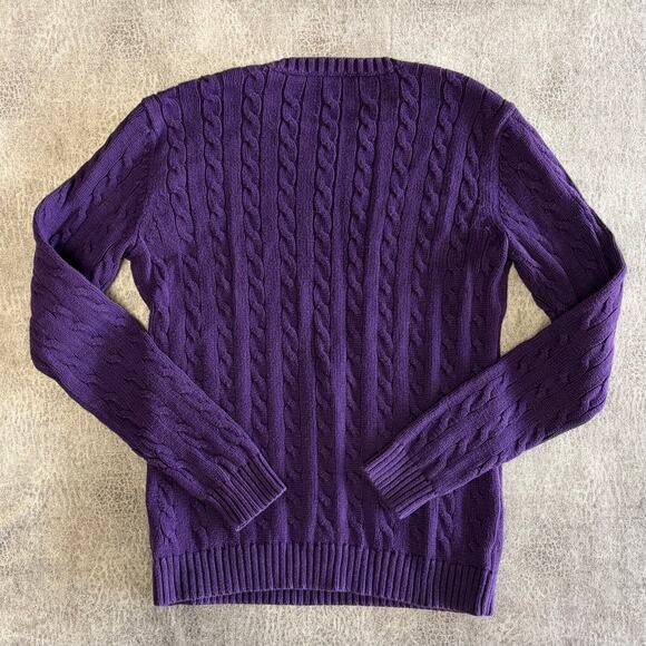 Ralph Lauren Chunky Knit Purple Crewneck Sweater - Picture 4 of 5